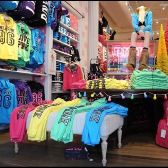 VS Pink Vintage Rainbow Neon Hoodie Pullover - Picture 2 of 2